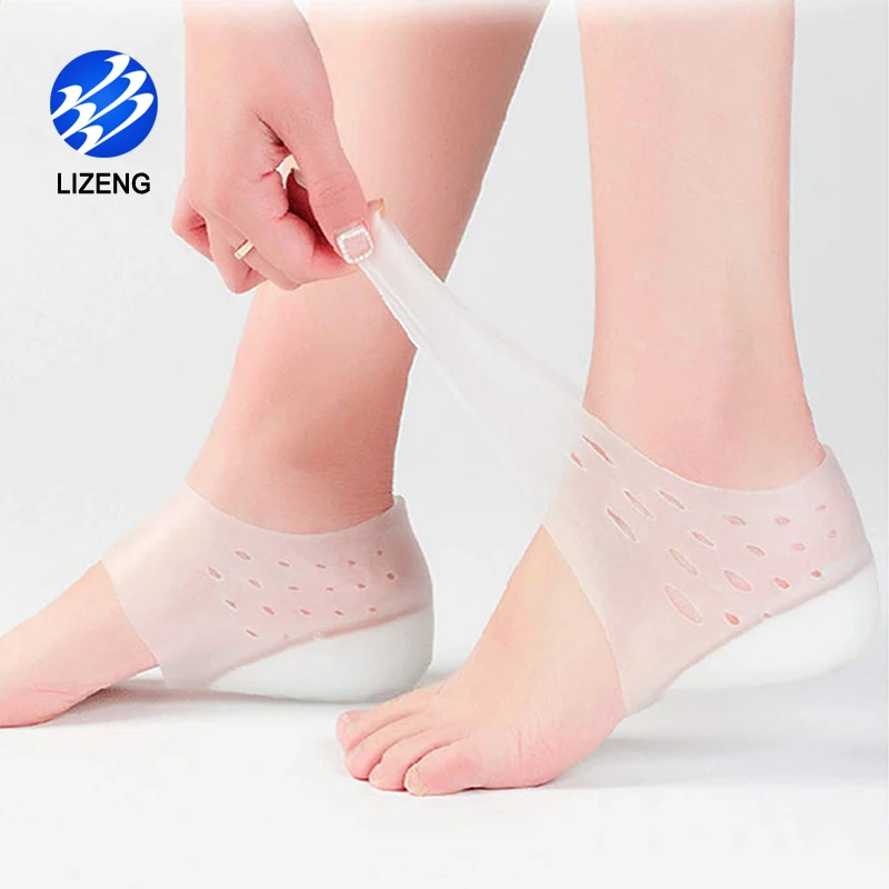 

Heel Socks Height Increase Silicone Secret Insole For Plantar Fasciitis, White / skin color / pink