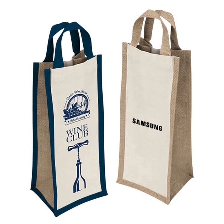 

Customized Logo Eco Friendly Wholesale Wine Bottle Gift Jute Bags, Yellow,white ,black,orange,blue,red