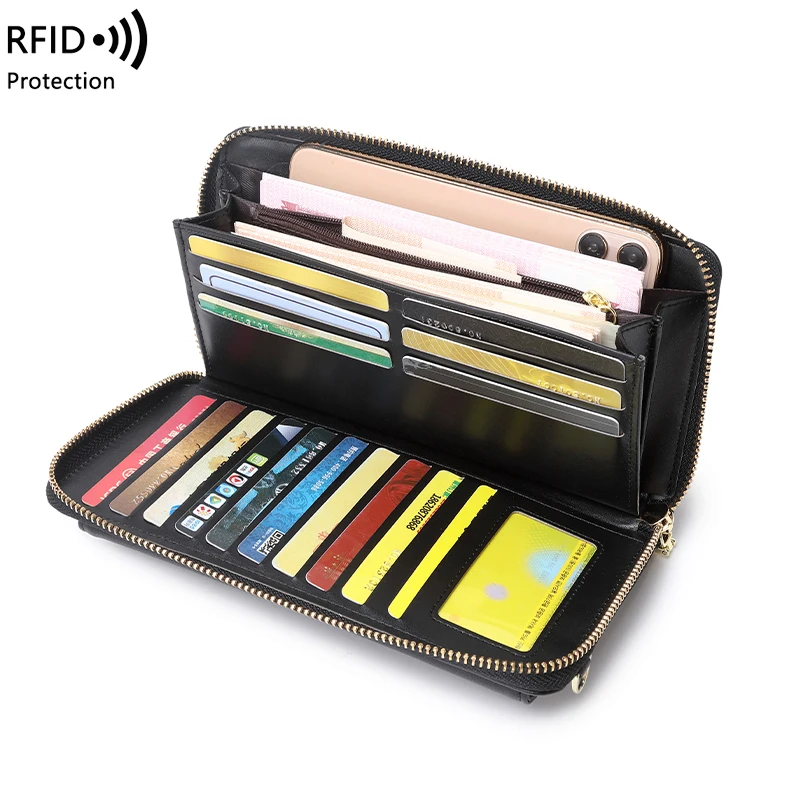 

touch screen phone bag ladies purses long wallet card holder crossbody women hand bags cartera mujer leather RFID wallet women