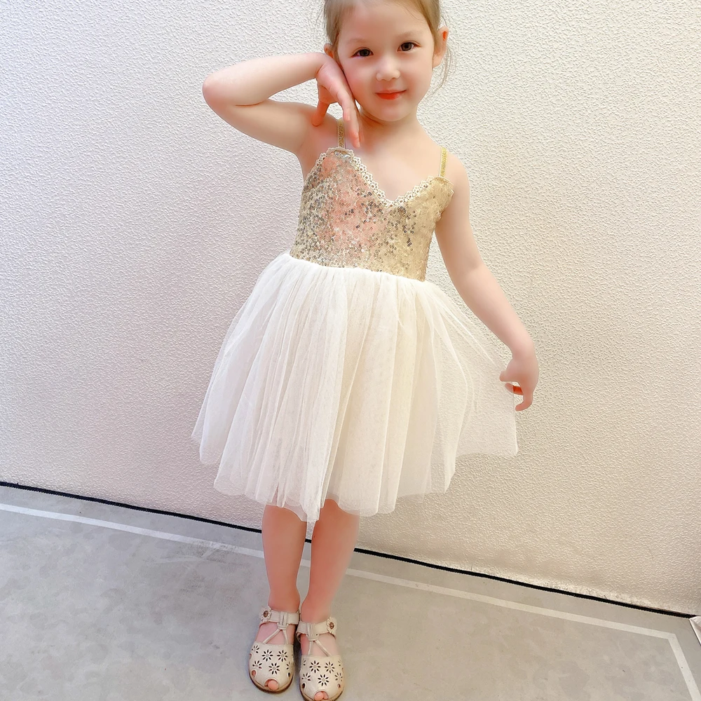

Summer Wear Manufacturers Sequin Sling Strap Lace Daily Life Dress For Girl