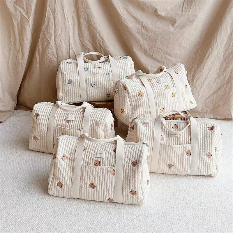 

48*24*28CM Large Maternity Bag Diaper For Maternal Mommy Embroidery Cotton Shoulder Nappy Bag New Born Tote Bag