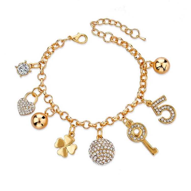 

Fashion Heart Beetle Charm Bracelets Bangles For Women Gold Plated Bracelet Austrian Crystal Chain Pulseras