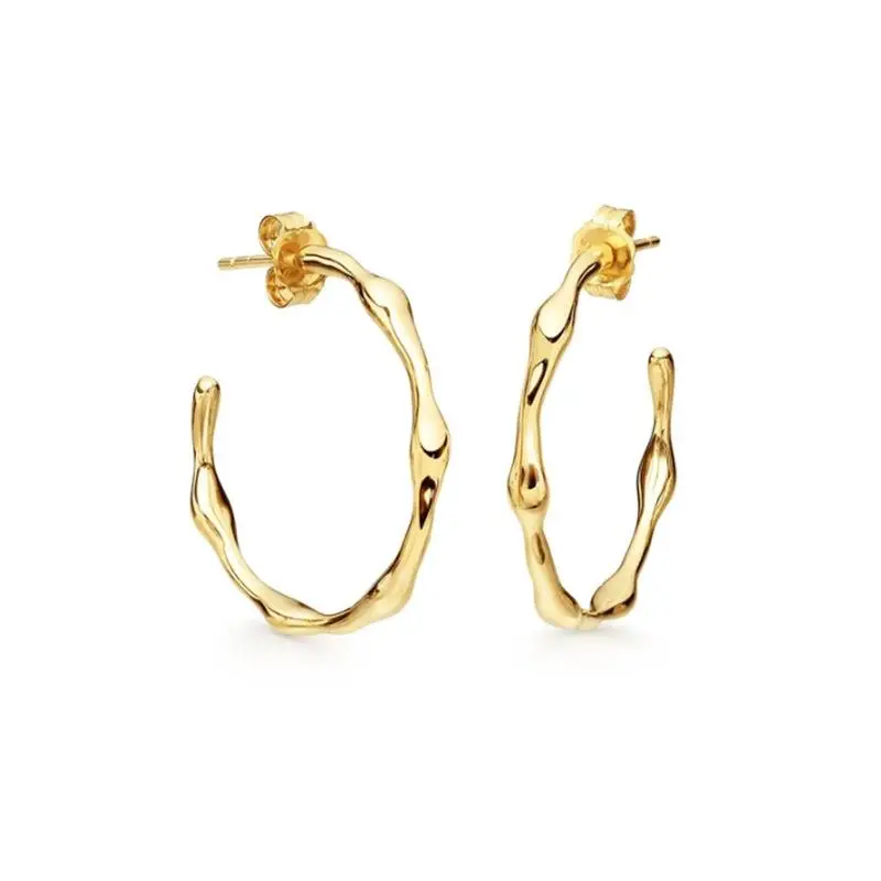 

Fine Classic Simple Minimalist 925 Sterling Sliver Trendy Hoop 18K Gold Plated Fashion Earrings for Women Ladies Girls