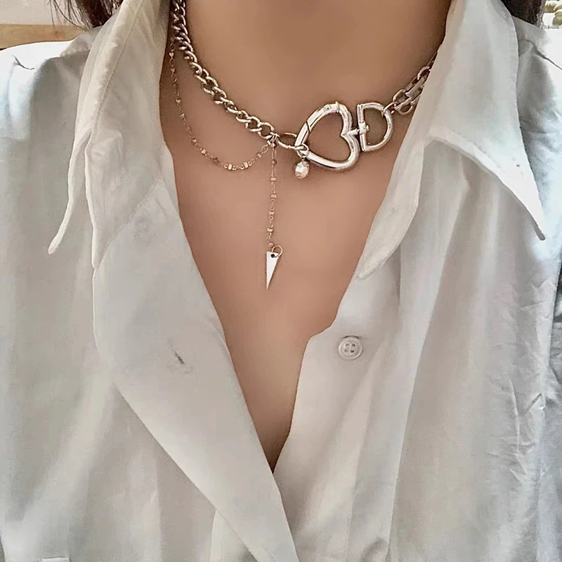 

Personality Necklace Hoop Pendant Necklace Heart-shaped Necklace for Women