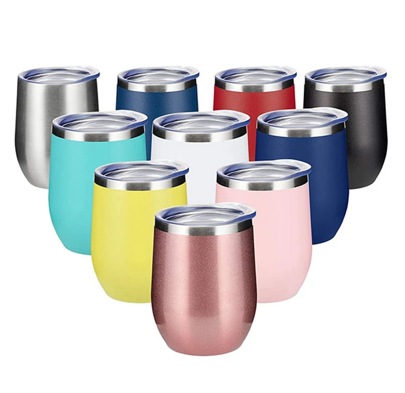 

LULA 360ML Double Wall Stainless Steel Insulated Wine Coffee Cup Travel Mug Egg Tumbler with Lids