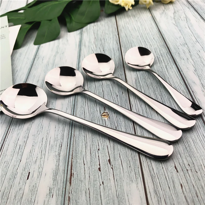 Soup Coffee Spoon Stainless Steel Double Size Kitchen Flatware Teaspoon 