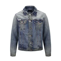 

OEM private label men custom stock dropshipping blue distressed mens denim jacket