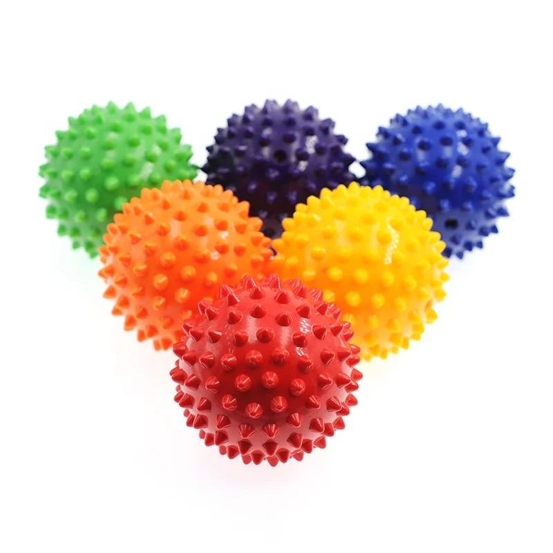 

TYDurable PVC Spiky Massage Ball Trigger Point Sport Fitness Hand Foot Pain Relief Plantar Fasciitis Reliever 7cm Exercise Balls, Purple, red, blue, green, yellow, orange