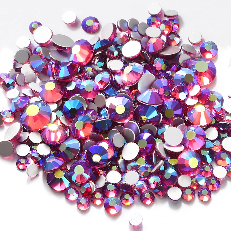 

1 Pack Top Quality Purple Red AB Flat Back Crystal Nail Rhinestones Jewelry 3d Nail Art Decorations