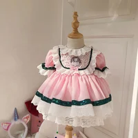 

baby girls dresses kids summer vintage pink lace spanish retro ball gown ruffles lolita wholesale children's clothes boutiques