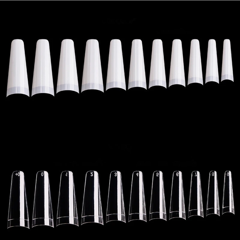 

500pcs bags Clear Half cover c curve gel xl coffin tips xxl coffin nail tipTips bulk