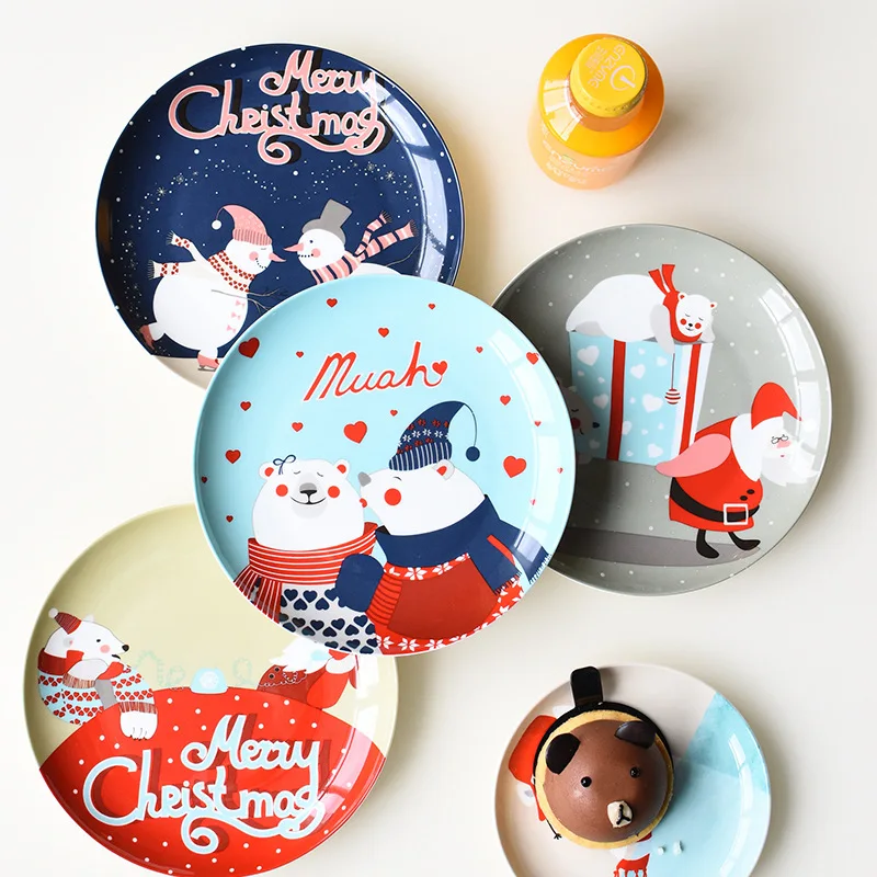 

8 inch cartoon christmas pattern ceramic disc for gift or party
