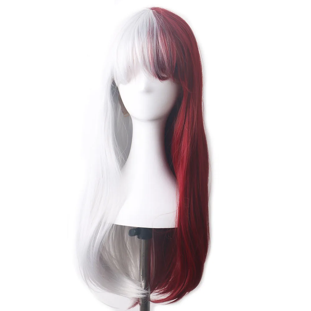 

Heat Resistant Ombre Long Straight Synthetic Hair Wigs Anime Cosplay Wig With Bangs