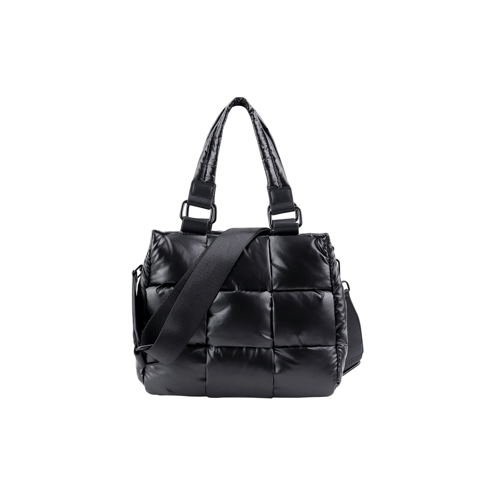 Custom Fashion Large Women's Quilted Puffy Handbag Winter Down Soft Padding Lattice Satchel Purse Puffer Tote Bag for Women