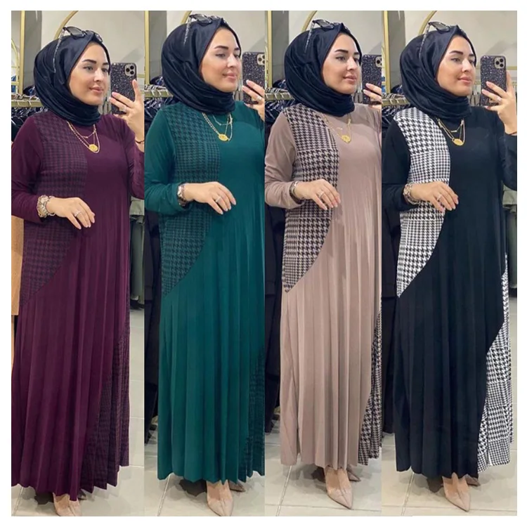 

20% Discount Middle East Dubai Plus Size Loose Venetian Fabic Swallow Gird Printed Long Dress Maxi Abaya Muslim