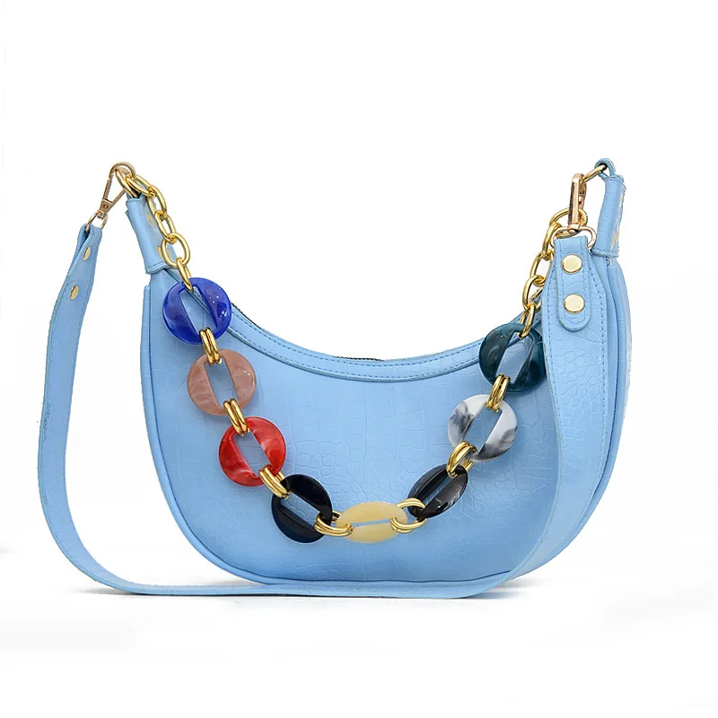 

2021 Chain Shoulder Crossbody Bag Popular Simple Female small underarm bag trendy handbags for women, Purple,green,white,blue,black,yellow