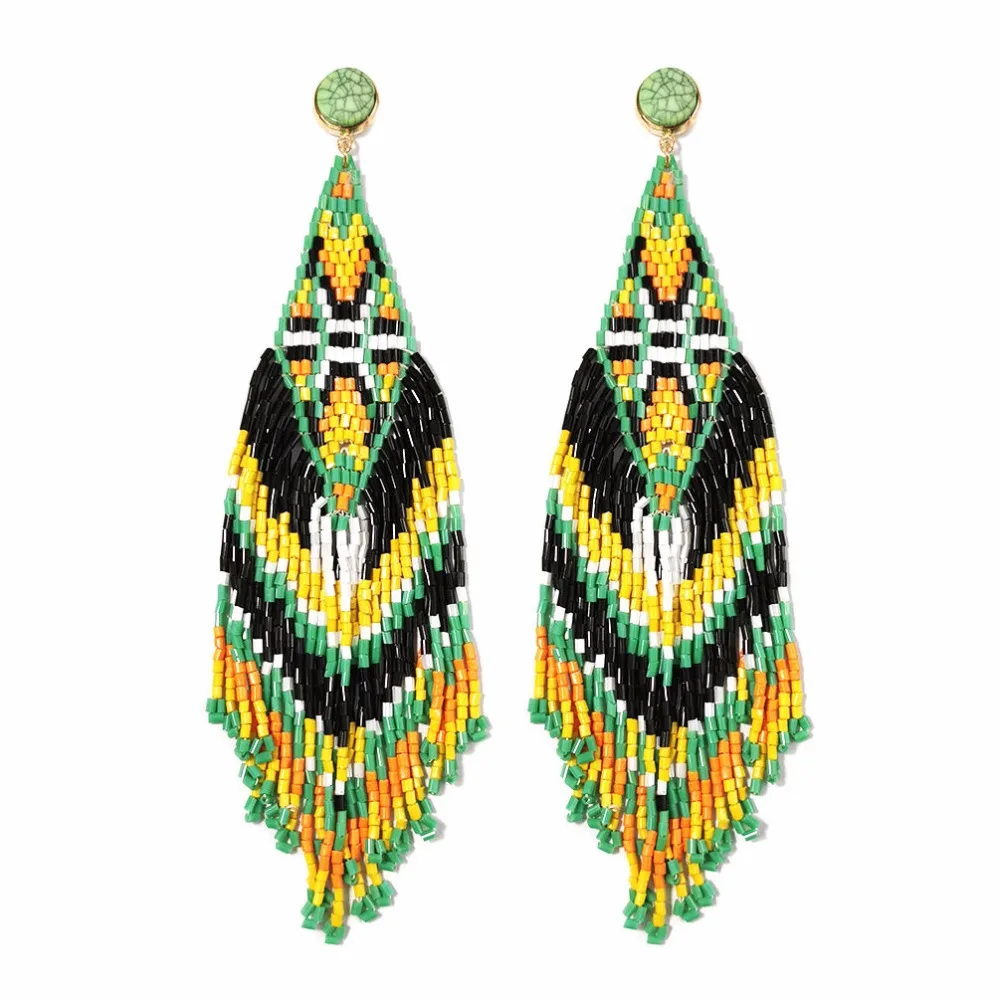 

2021 Sailing Jewelry Bohemian Tassel Drop Earrings Hand Woven Tassel Drop Earrings