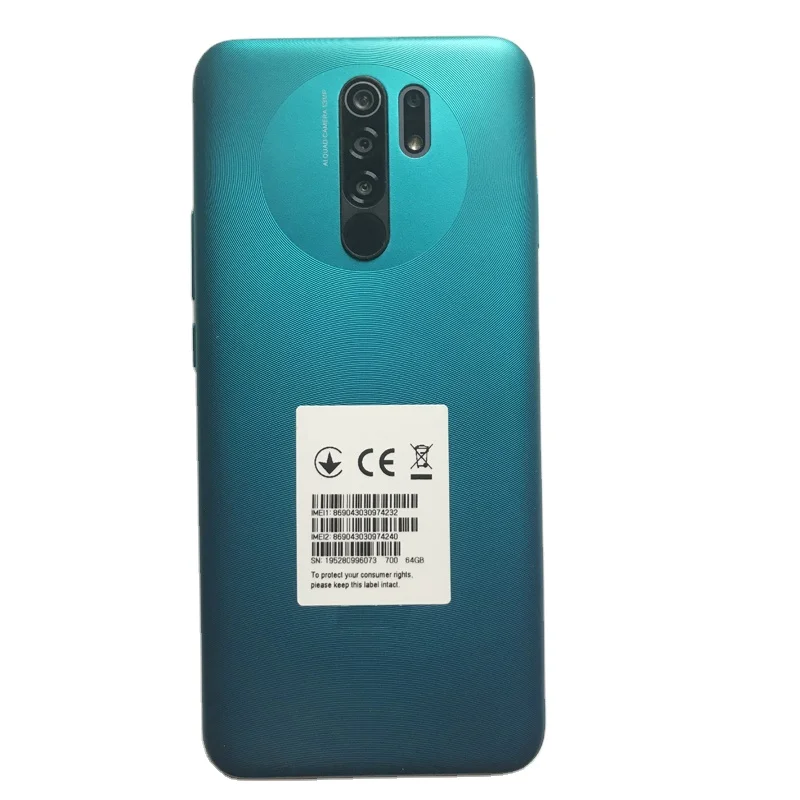 

Global version used phone for Xiaomi Redmi 9 Waterdrop Notch Screen 4GB 64GB Mobile Phone 6.5 Inch Ai Quad Camera 5020Mah