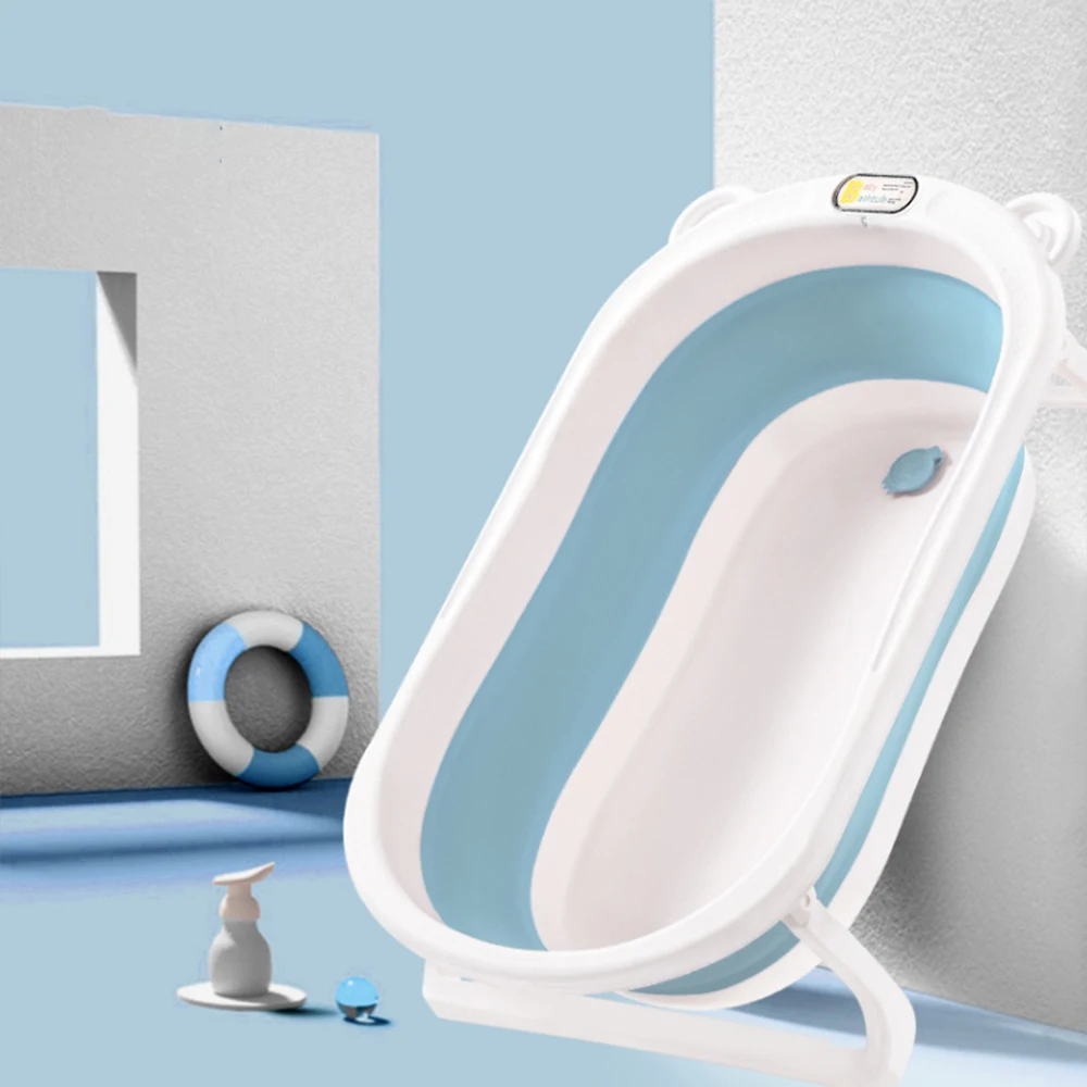 

2021 Baby Series Popular Lovely Design Plastic Foldable Lightweight Infant Baby Bath Tub With Tub Accessories, Blue pink green