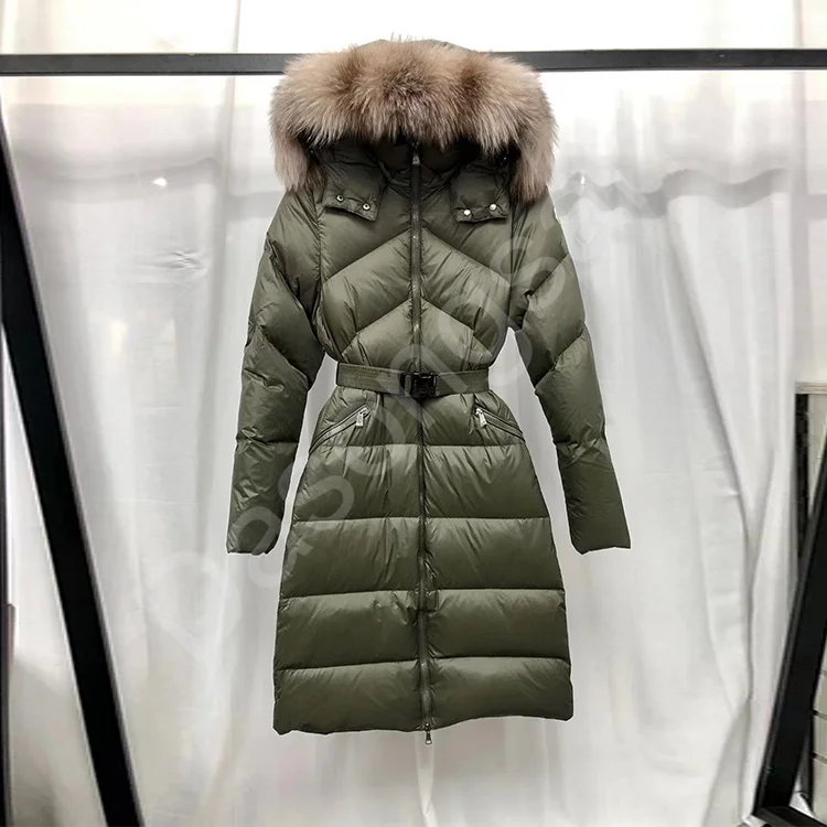 

Fashionable Belt Waist-closed Down Jacket Women Coats 2022 New Long Winter Padded Warm Canada Down Jacket Coat
