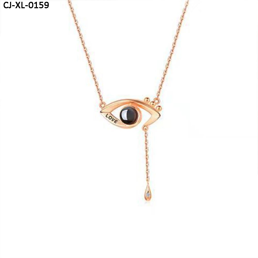 

Wholesale statement gold plated couple nacklace 100 languages I love you evil eyes necklace for women