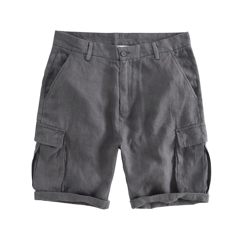 

Straight Leg Casual Linen Shorts Designer Summer Plus Size Custom Men's Shorts