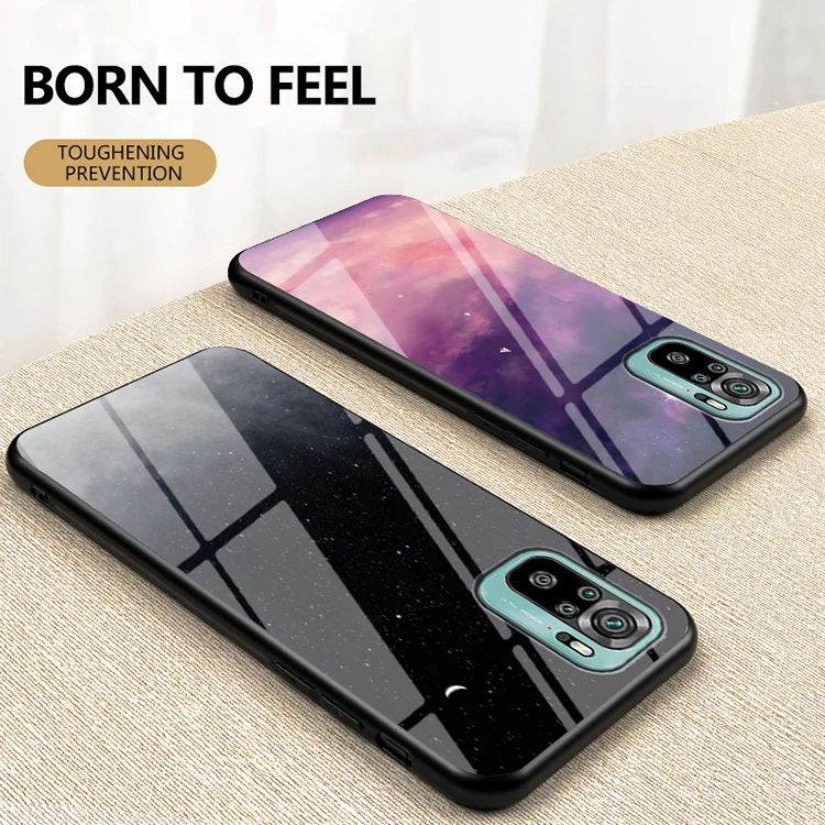 

2021 Amazon hot shockproof waterproof Starry sky series TPU glass cell phone case for Xiaomi Redmi Note 10, 6 colors