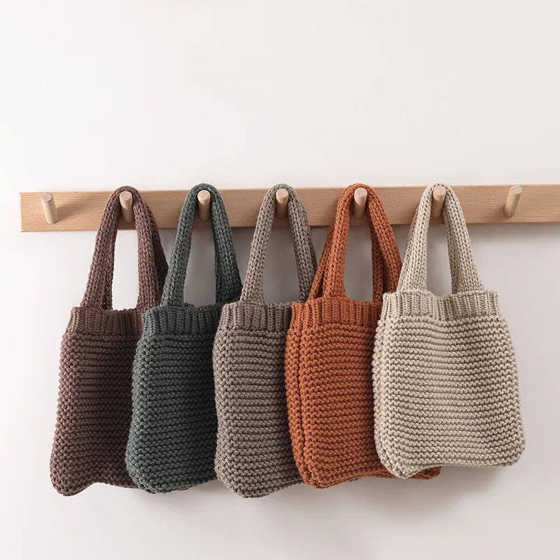 

Promotional Fashion Custom Soft Cashmere Wool Knitted Handmade Crochet Knit Tote Bag, Customized color