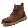 Fashion hard style outdoor tooling boots first layer leather men comfortable wear-resistant anti-slip zipper safety shoes