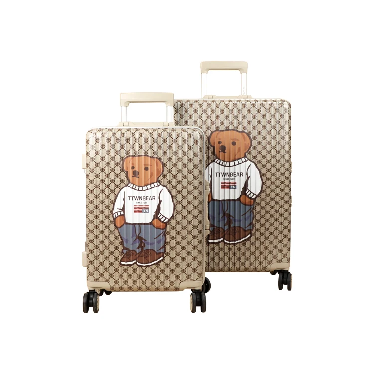 

TTWNBEAR colorful printing pattern PC ABS luggage travel tow trolley bag and suitcase, Reticulated bear head