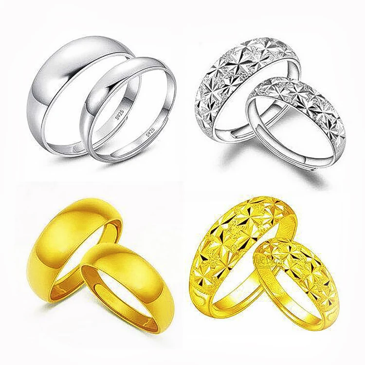 

Gold Jewelry Gypsophila Couple Rings Gold Plated Glossy Silver Plated Rings Wholesale Silver Rings