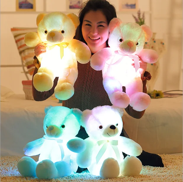 

Free Drop Shipping Led Teddy Bear 30cm plush teddy bears Stuffed Animals Plush Toy Colorful Glowing Christmas Gift for Kids