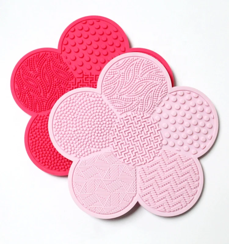 

Amazon Makeup Brush Cleaner Flower Silicone Makeup Brush Cleaning Mat, Pink, hot pink