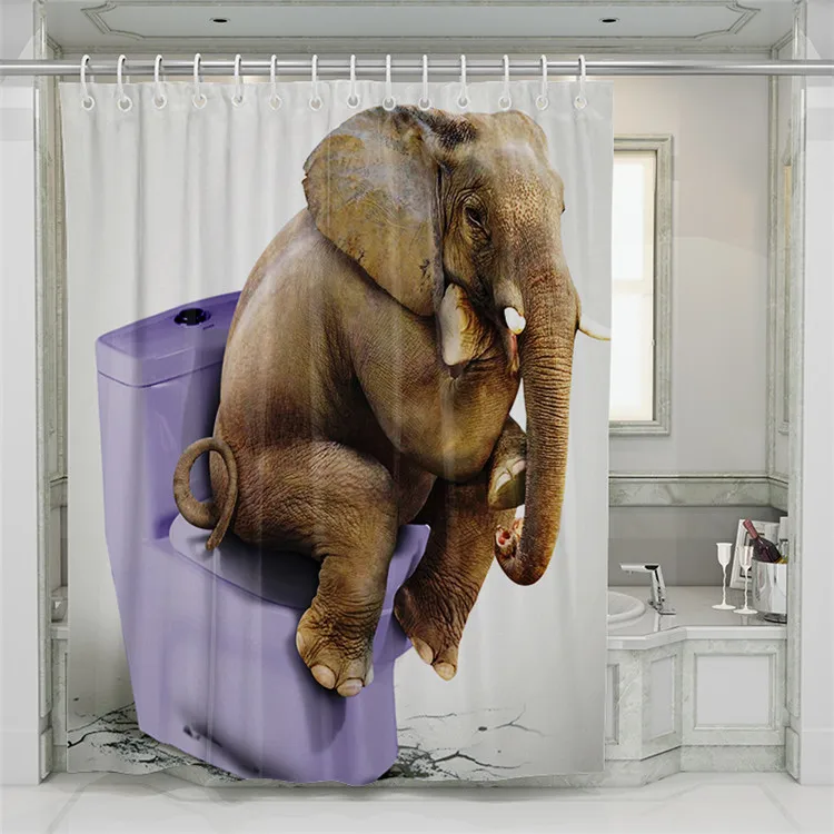 

Factory direct creative digital printing shower curtain waterproof peach skin bathroom curtain can be customized