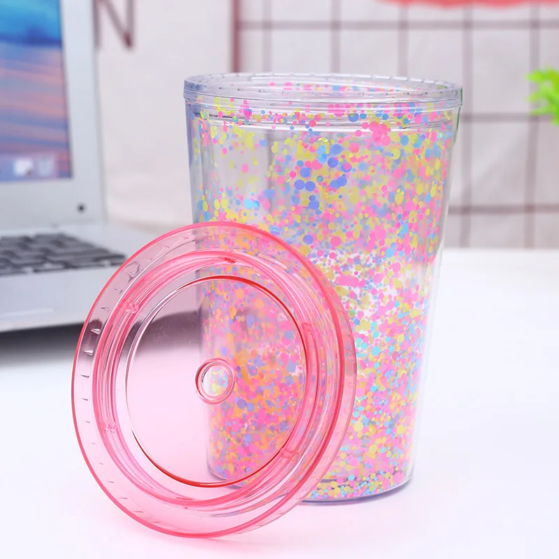Wholesale Acrylic Tumbler 350ml Double Walled Glitter Tumbler Double