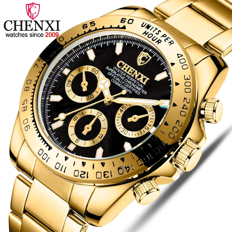 

CHENXI 086A Man Quartz Wrist Watch Luxury Stainless Steel Gold Plated Watch For Man Relogio Masculino Watch Men