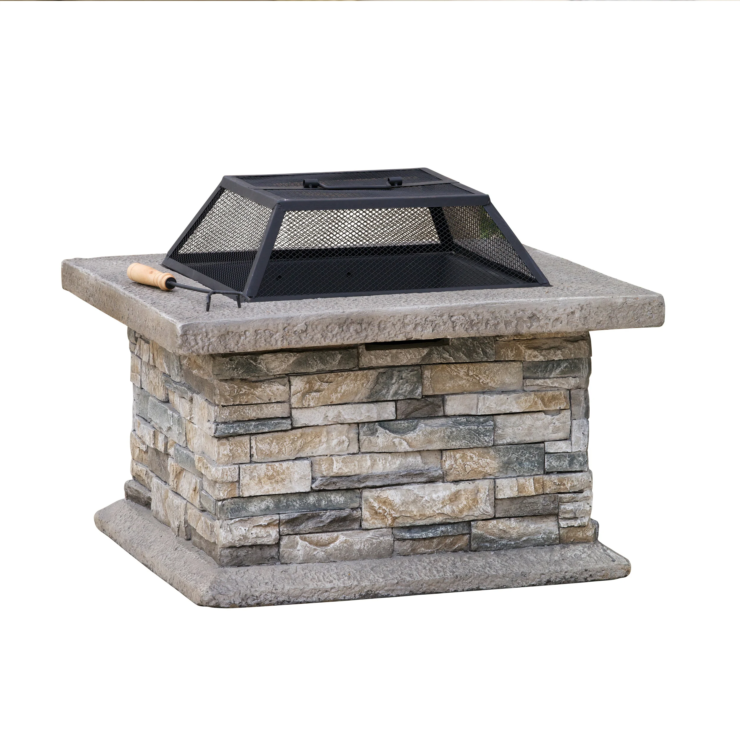 

Outdoor Square Fire Pit Patio Furniture Natural Stone Fire Pit Table