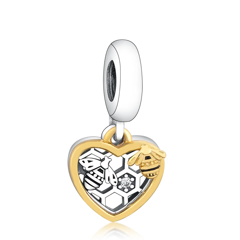 

Fine Jewelry Animal Bee Bead Fashion Silver Pendant For Gift 925 Sterling Silver Heart Dangle Charms for Pandora Jewelry Making