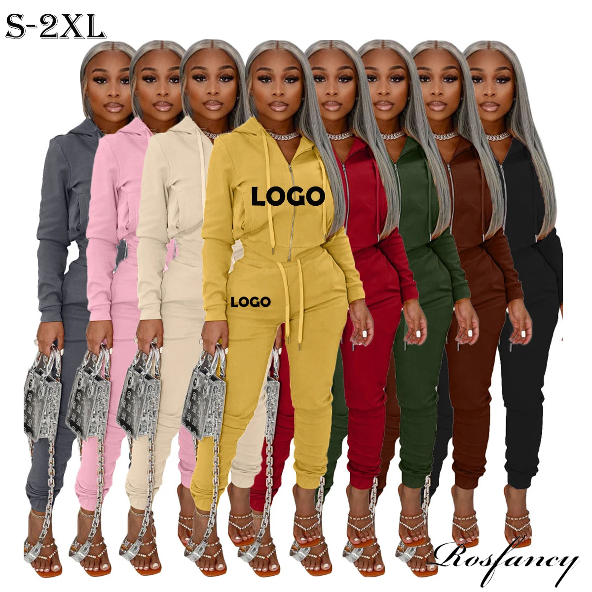 

2021 Wholesale Fashion Woman Clothes Sweatpants And Hoodie Set Two Piece Jogger Tracksuit Fall Women Sets