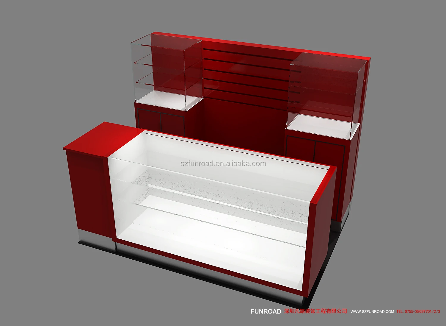 Fair price mall jewelry store display counter furniture necklace display kiosk for customized