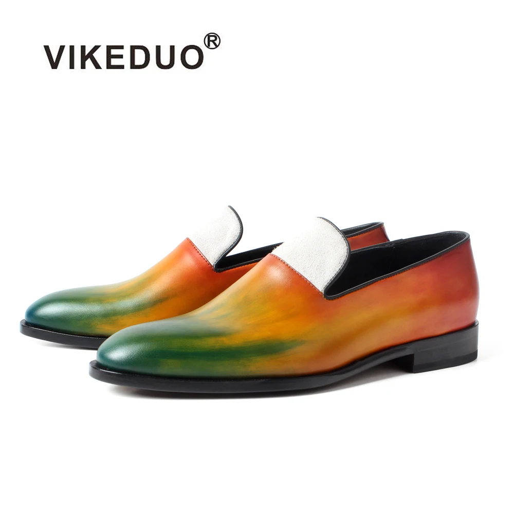 

Vikeduo Hand Made Newly Footwear Design Genuine Calf Leather Mens Smoking Casual Loafers Shoes For Men Color, Multi color