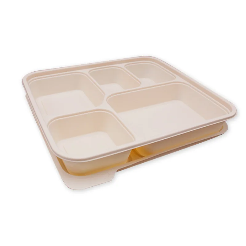 

Corn Starch Take Away Disposable Food Container Lunch Box, Light yellow