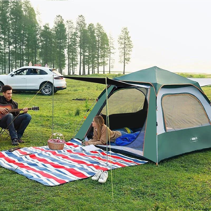 

outdoor solar tent anti-uv sun shelter portable family camping pop up beach tent camping gear, Dark green,blue,orange