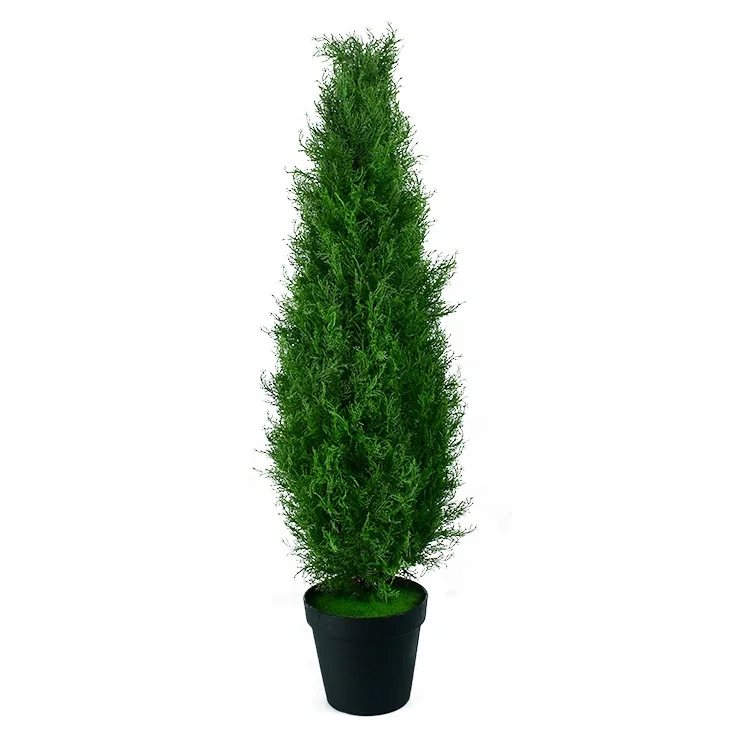 

4ft Fake Topiary Trees Artificial Plants Green Oval Cedar/Cypress Tree Potted Faux Thuja Bonsai for Indoor or Outdoor