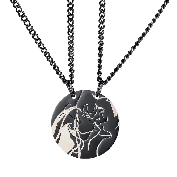 

Simple fashion creative personality wild splicing elk couple stainless steel necklace, Picture shows