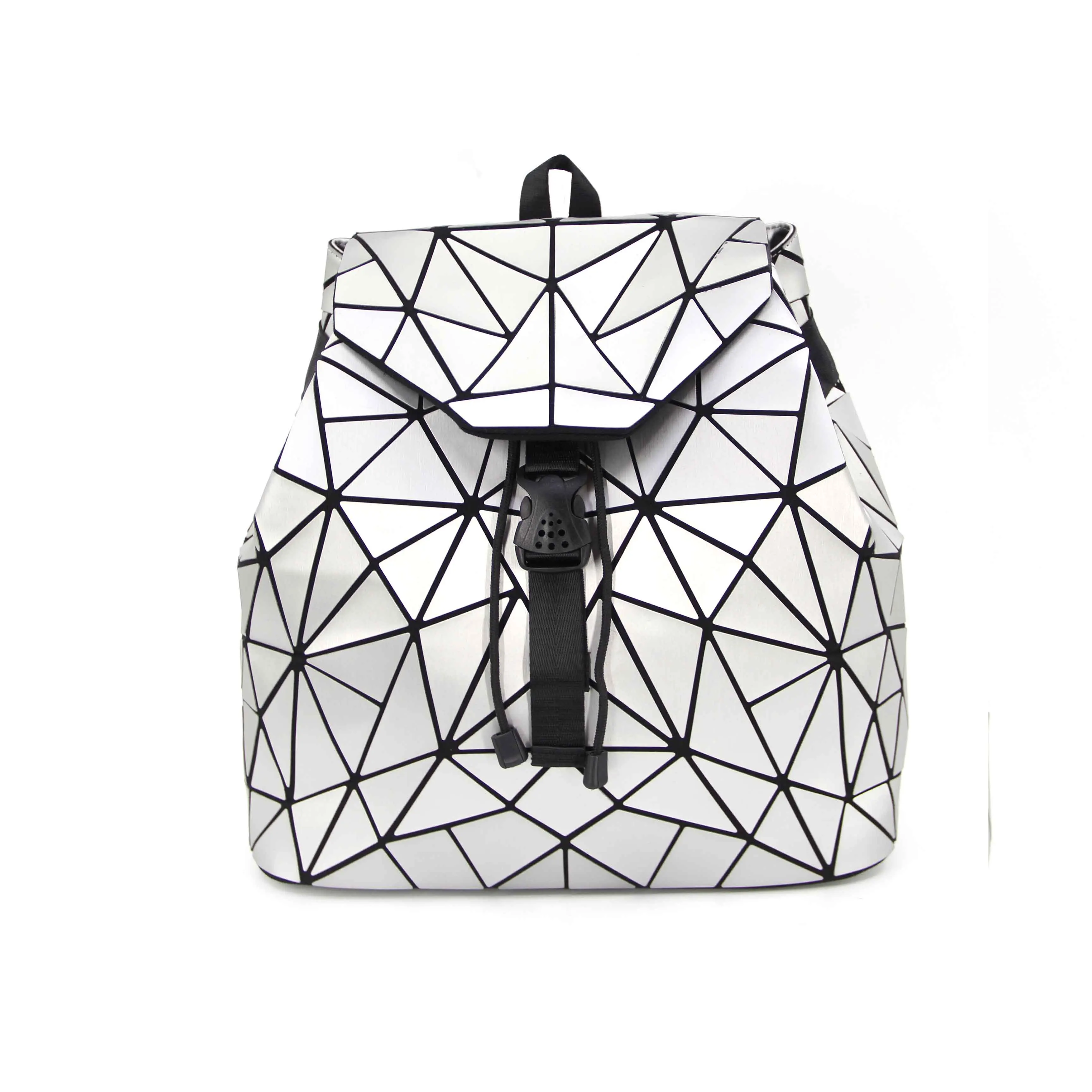

Geometric backpack holographic reflective bag lumikay bags irredescent rucksack women pu backpack, Per picture