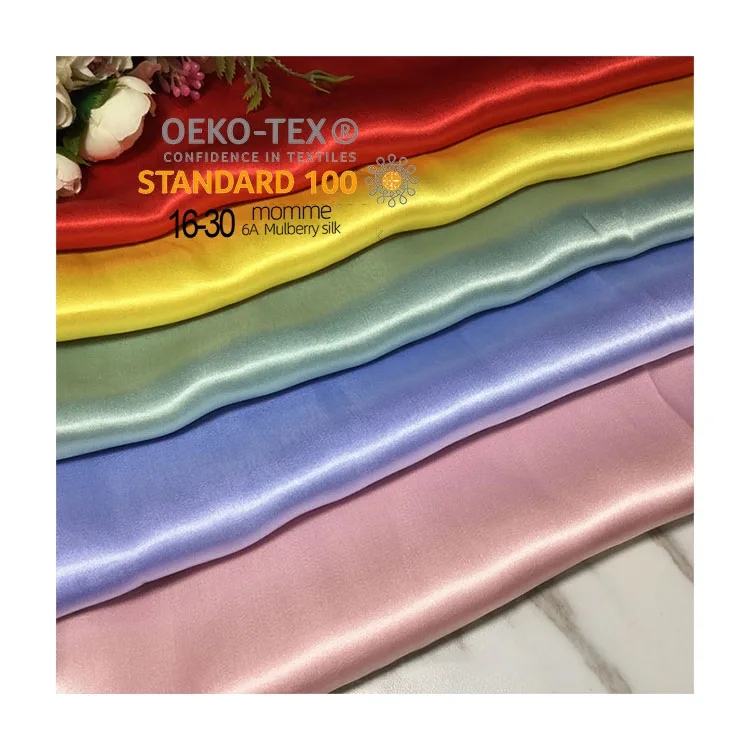 

Factory direct sales Wholesale Custom Plain Dyed Satin Silk Charmeuse Fabric 100% silk fabric