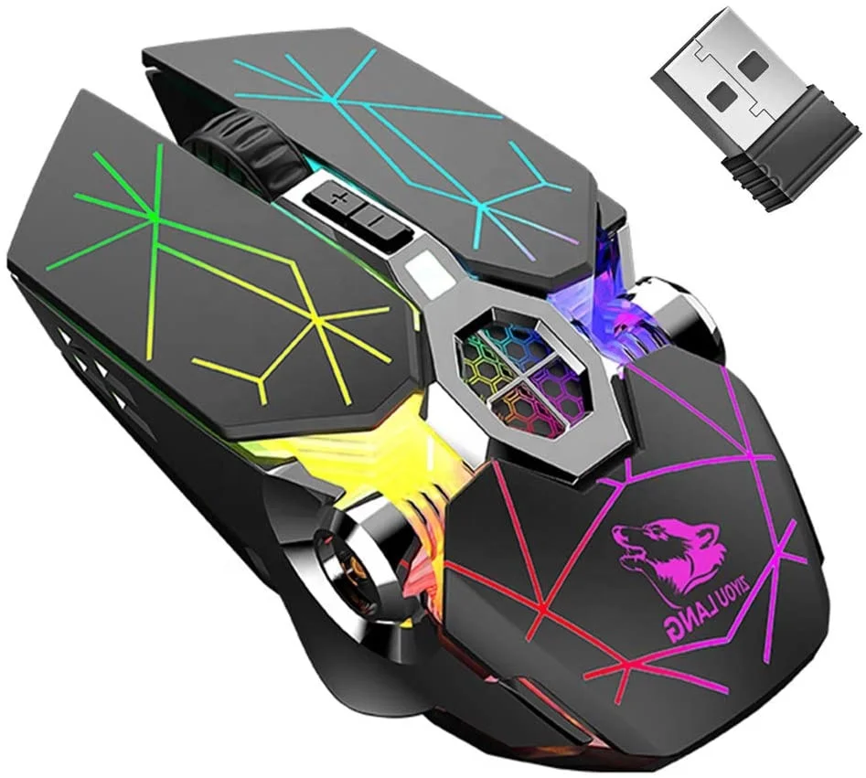 

Wireless Gaming Mouse Rechargeable,RGB Multi-Colour Backlit Game Mice with 7 Buttons Computer Accessories,2.4G Silent Optical,