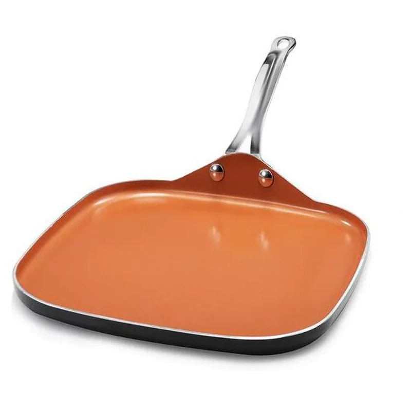 28cm陶瓷不粘方盘盘方形铝铜平底锅