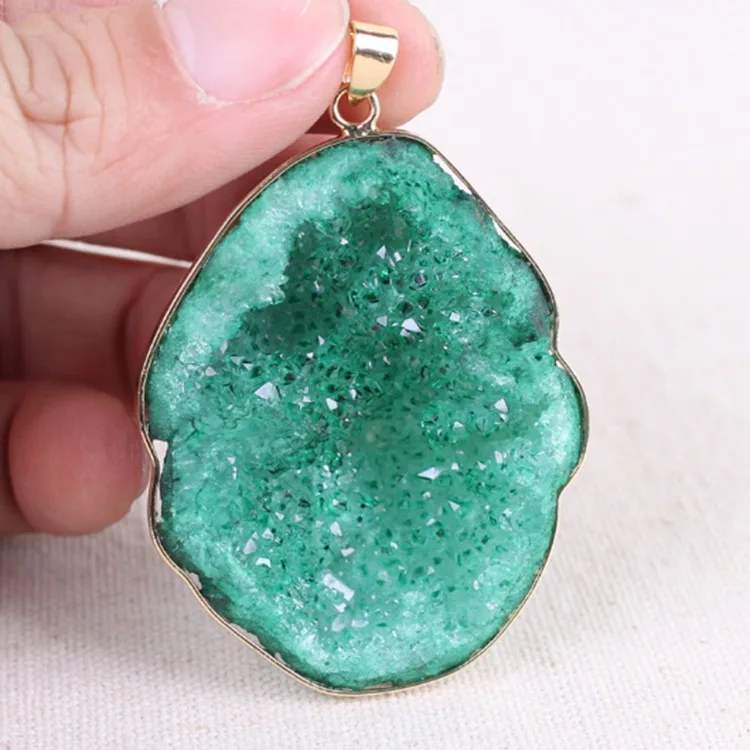 

Pendant female natural agate crystal cave sweater chain popular stone necklace